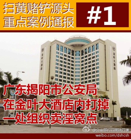 广东警方揭阳暗访发现一酒店存卖淫活动 4组织者